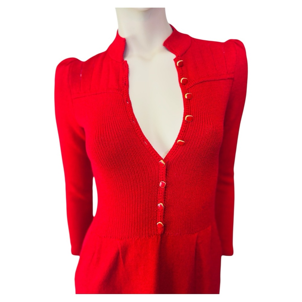 70s/ 80s Vintage‎ Designers St John & Lillie Rubin Red Knit Dress XS